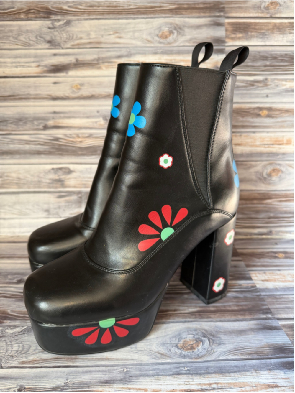 Lamoda dolls kill ever bloom black floral platform pull on boots women’s 9